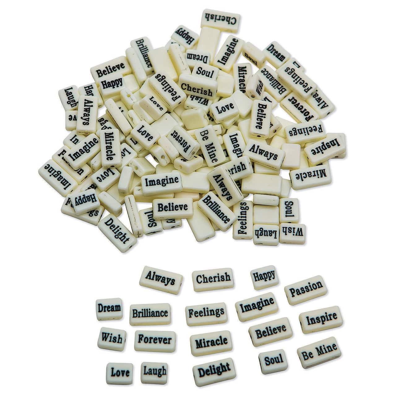 S&S Worldwide® Ivory Inspiring Word Beads, 144ct.